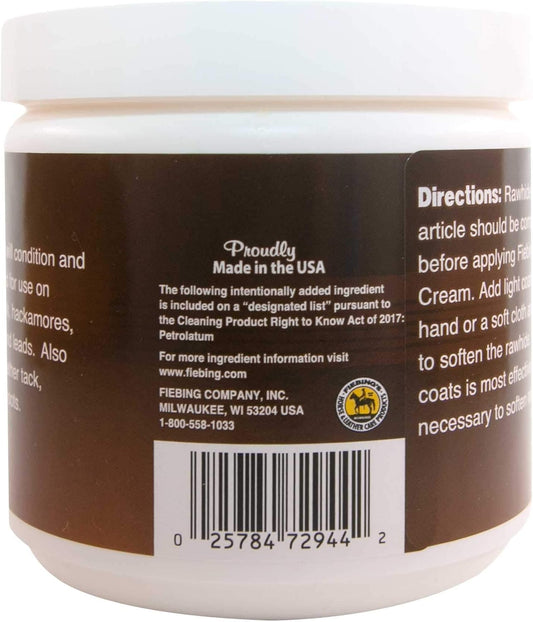 Fiebing's leather conditioner packaging showing product details and directions