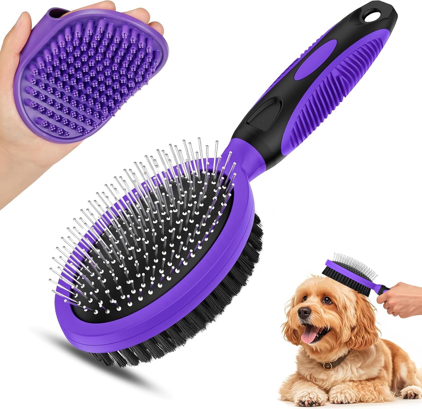 2PCS Pet Grooming Tools - Double-Sided Brush for Shedding and Bathing, Suitable for Short/Long Haired Dogs Cats and Horses, Deshedding Dog Brush, Mane & Tail Combs for Horses - Pet Supplies (Blue) - Image 12