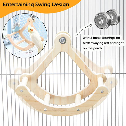 Jevnd parakeet rocking swing close up highlighting the premium natural wood finish