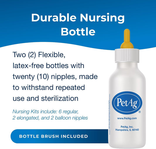 Two 2 ounce Petag nursing bottles with caps