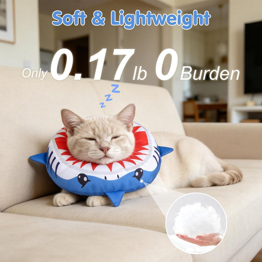 Beautyzoo adjustable soft pet e-collar cute shark donut design