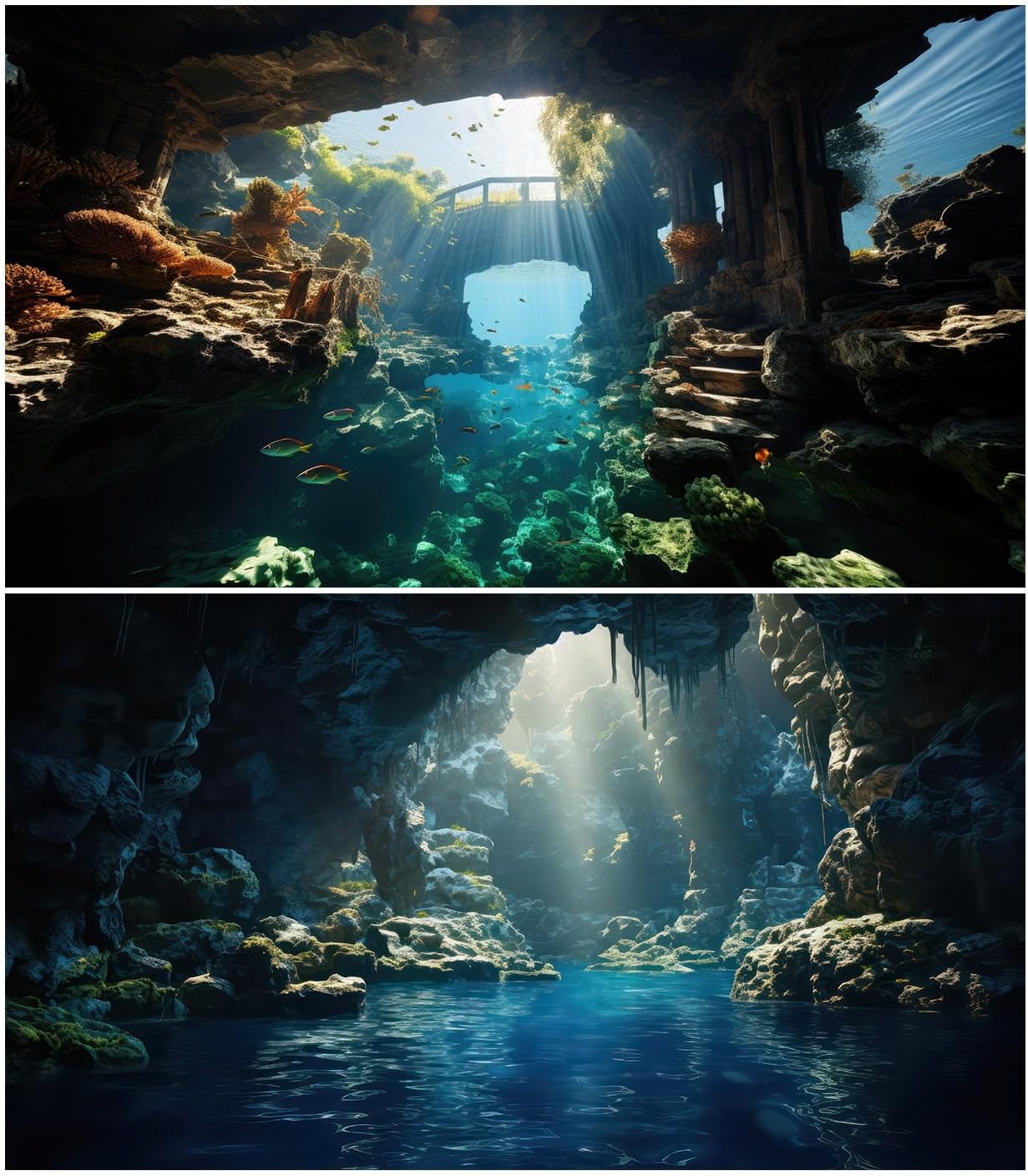 2 Packs Tropical Rainforest Aquarium Background Lush Green Rainy Leaf Fish Tank Background Natural Green Jungle Forest Foliage Landscape Reptile Tank Enclosure Backgrounds Wallpaper 36x18in - Image 15