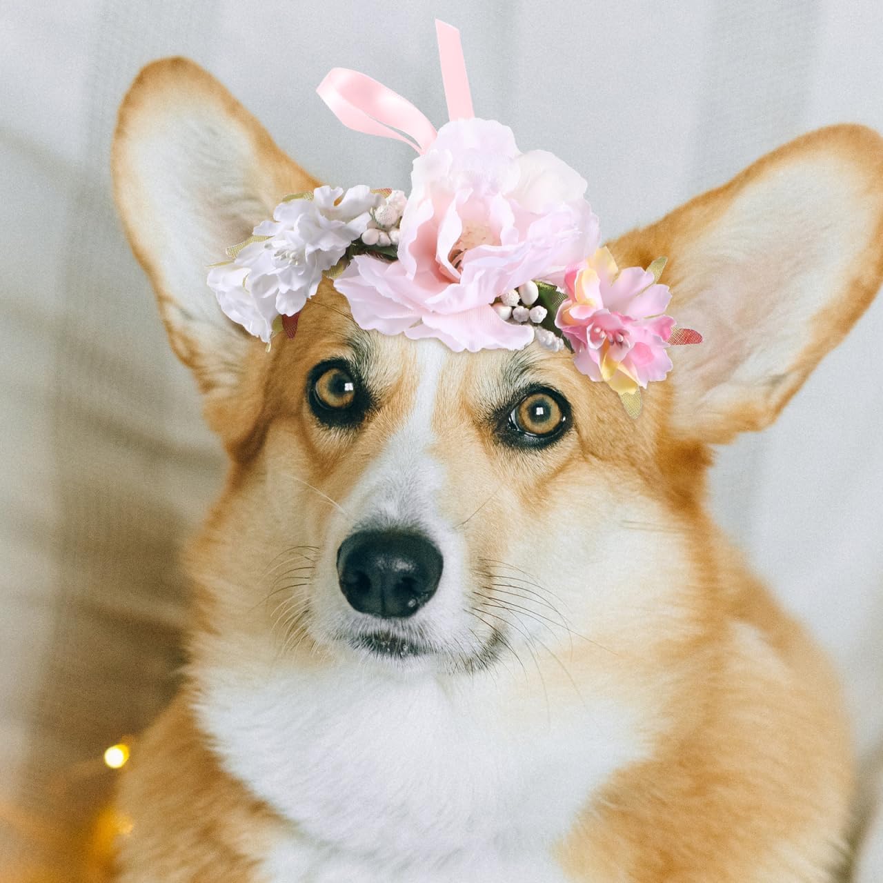Housoutil Flower Cat Collar Dog Flower Headband Dual Use Pet Headdress Decorative Floral Collar for Cats and Kittens Reusable 3.93X3.93X2.36In for Parties Weddings Photos - Image 9
