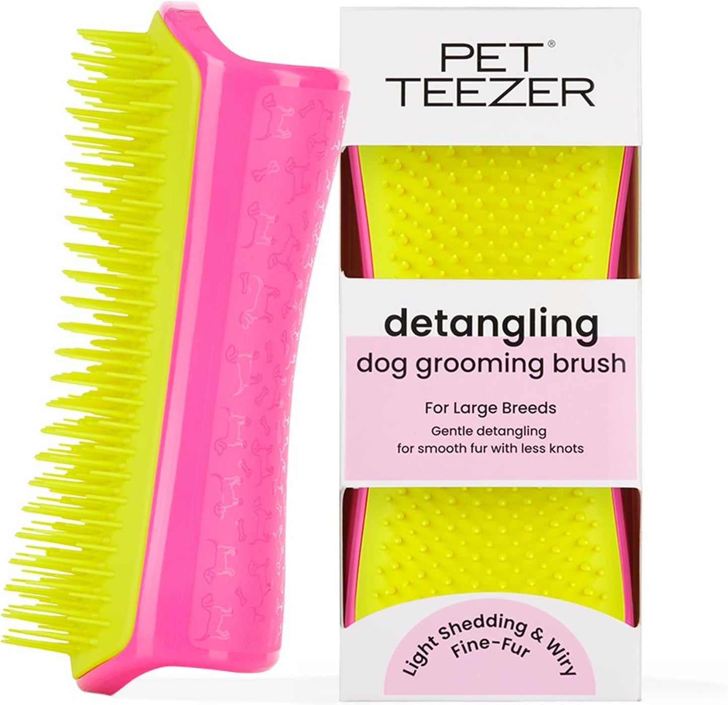 Pet Teezer Detangling Dog Grooming Brush, Dry Brush & Dog Bath Brush for Wet or Dry Fur & Light Shedding Breeds, Small, Lilac/Yellow - Image 11