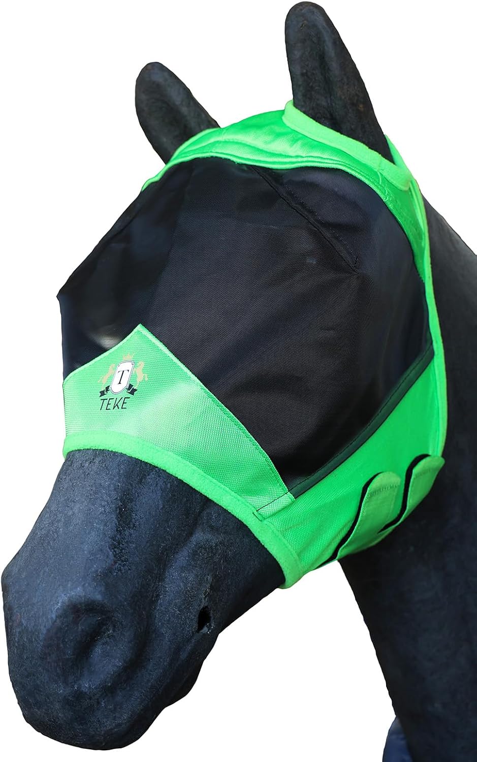T TEKE Fine Mesh Horse Fly Mask w/No Ears, UV Blocking 3D Eye Visor with Extra Fleece Cushioned Forehead, Protection from Insect Pests - Image 14