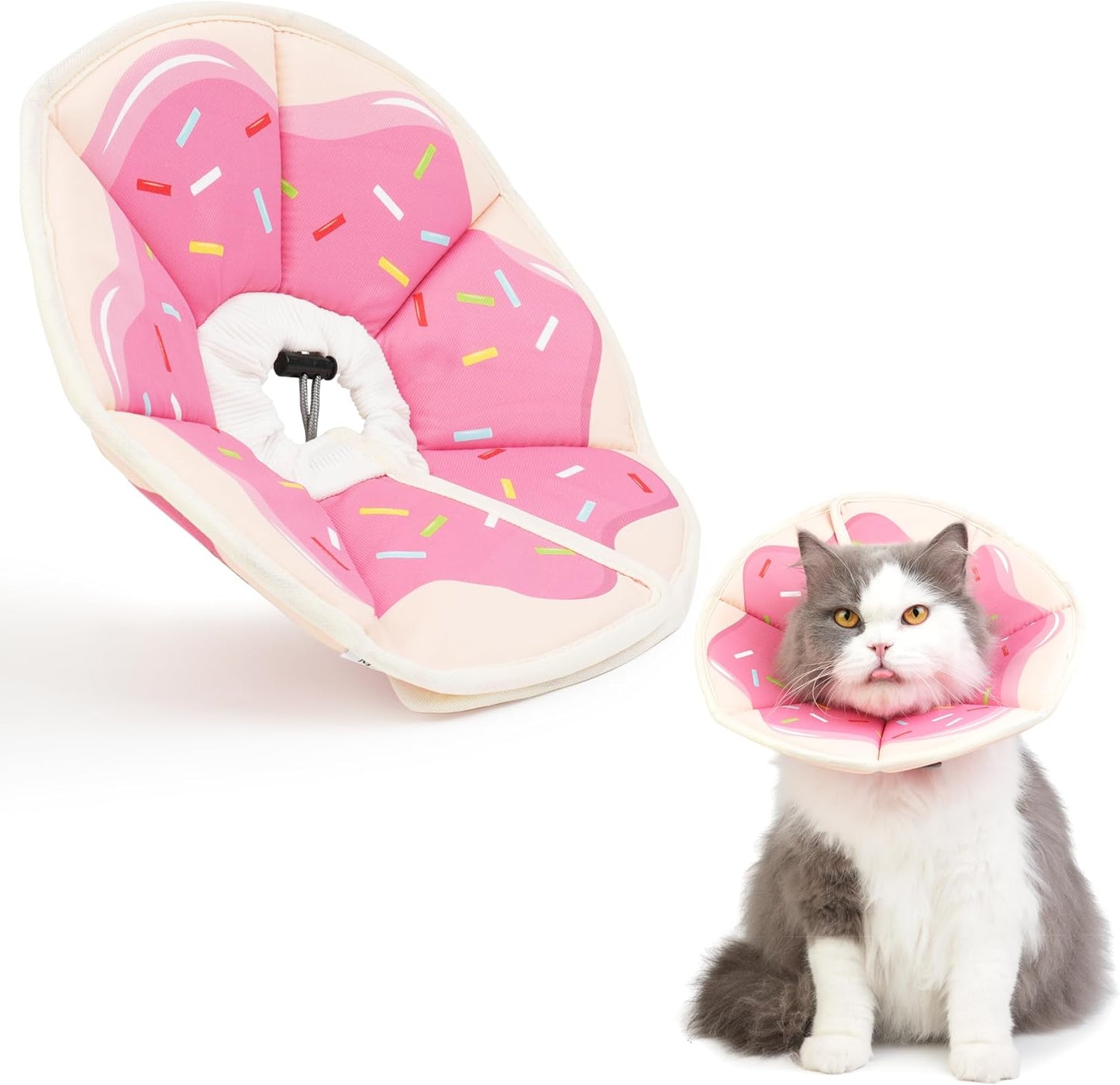 Cat Cone Collar Soft, Waterproof Cat Recovery Collar After Surgery, Adjustable Pet Donut Collar, Safety Elizabethan Collar to Prevent Licking Wounds for Kittens, Pet Cone Alternative - Image 10