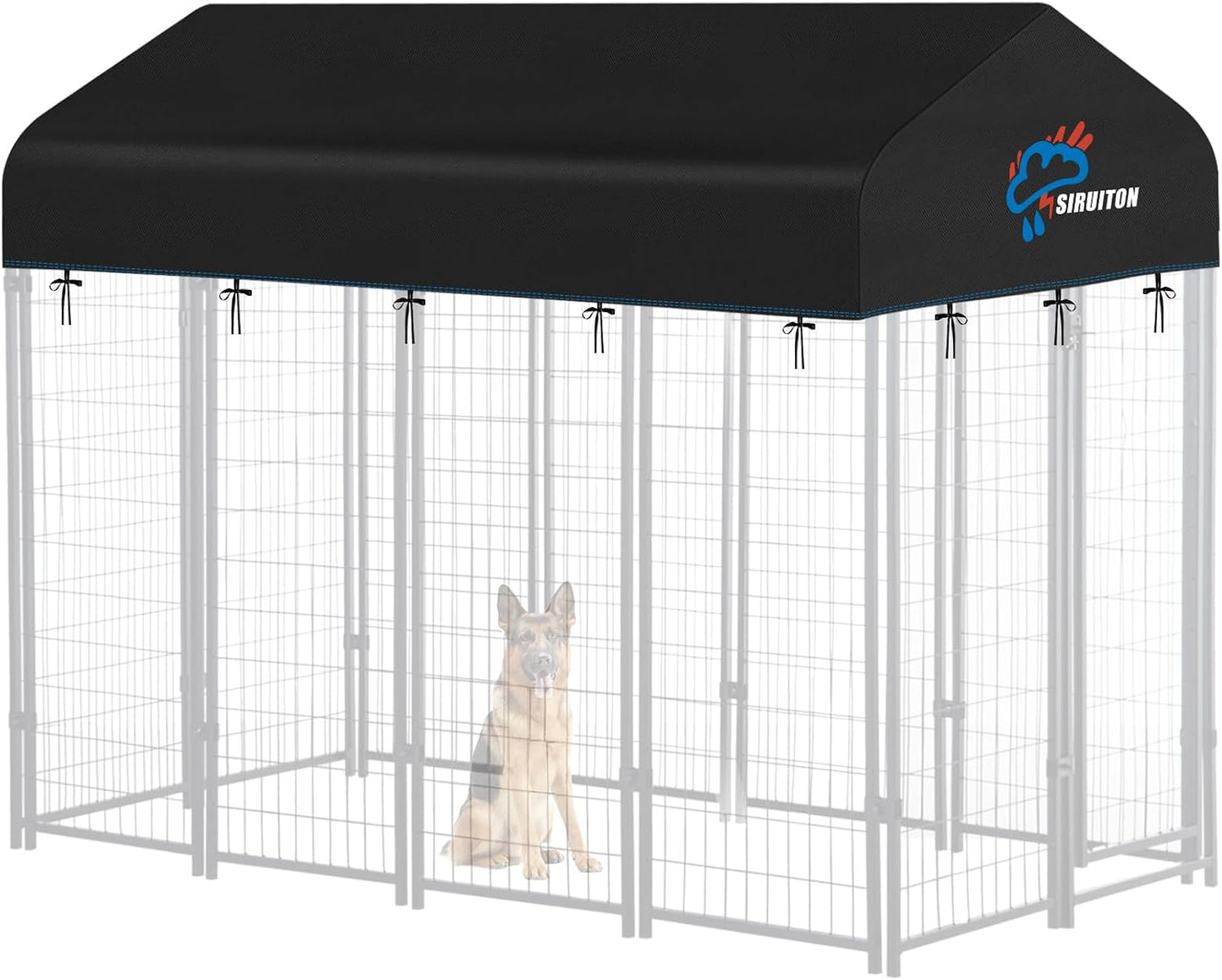 SIRUITON 8x4FT Outdoor Dog Kennel Replacement Cover, Heavy Duty 600D Oxford Fabric with Sun/Rain Dog Play Pen Top Cover Sun Shade Specialized,Snowproof,Sun( Covers Only) - Image 11