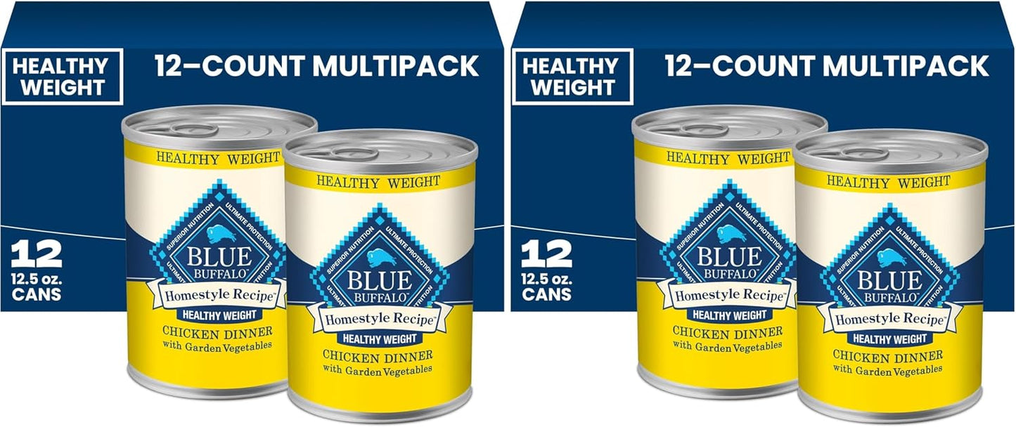 Blue Buffalo Homestyle Recipe Healthy Weight Chicken Dinner with Garden Vegetables Pat Natural Wet Dog Food, Made with Natural Ingredients, Vitamins & Minerals, 12.5-oz. Can (12 Count) - Image 12
