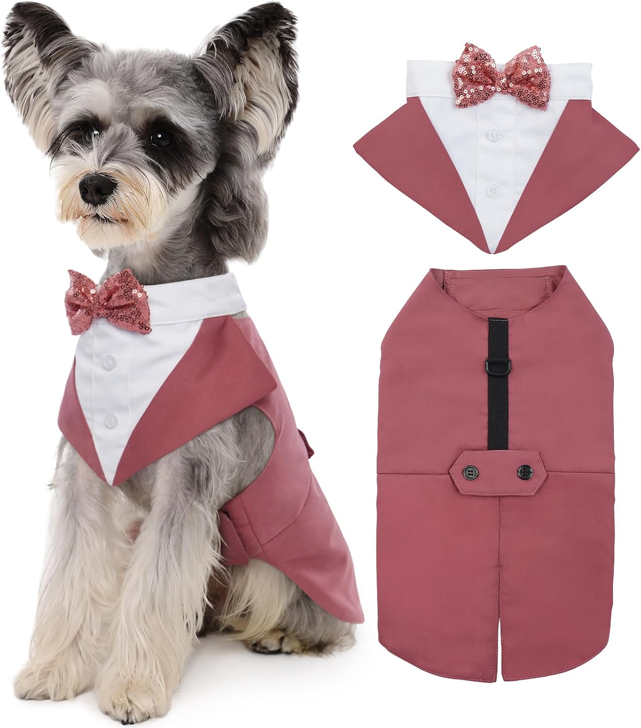Kuoser Independence Day Dog Tuxedo Dog Suit and Bandana Set, 4Th of July Dog Costume American Flag Dog Outfit with Bow Tie for Large Medium Small Dogs Golden Retriever Samo Bulldogs, L - Image 15