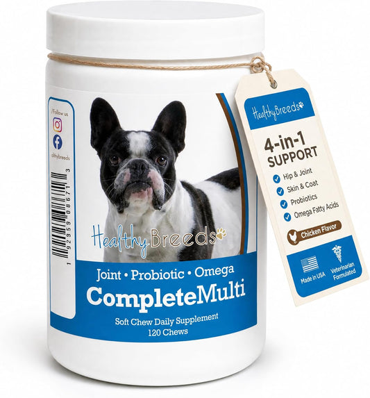 Healthy Breeds French Bulldog multivitamin bottle label