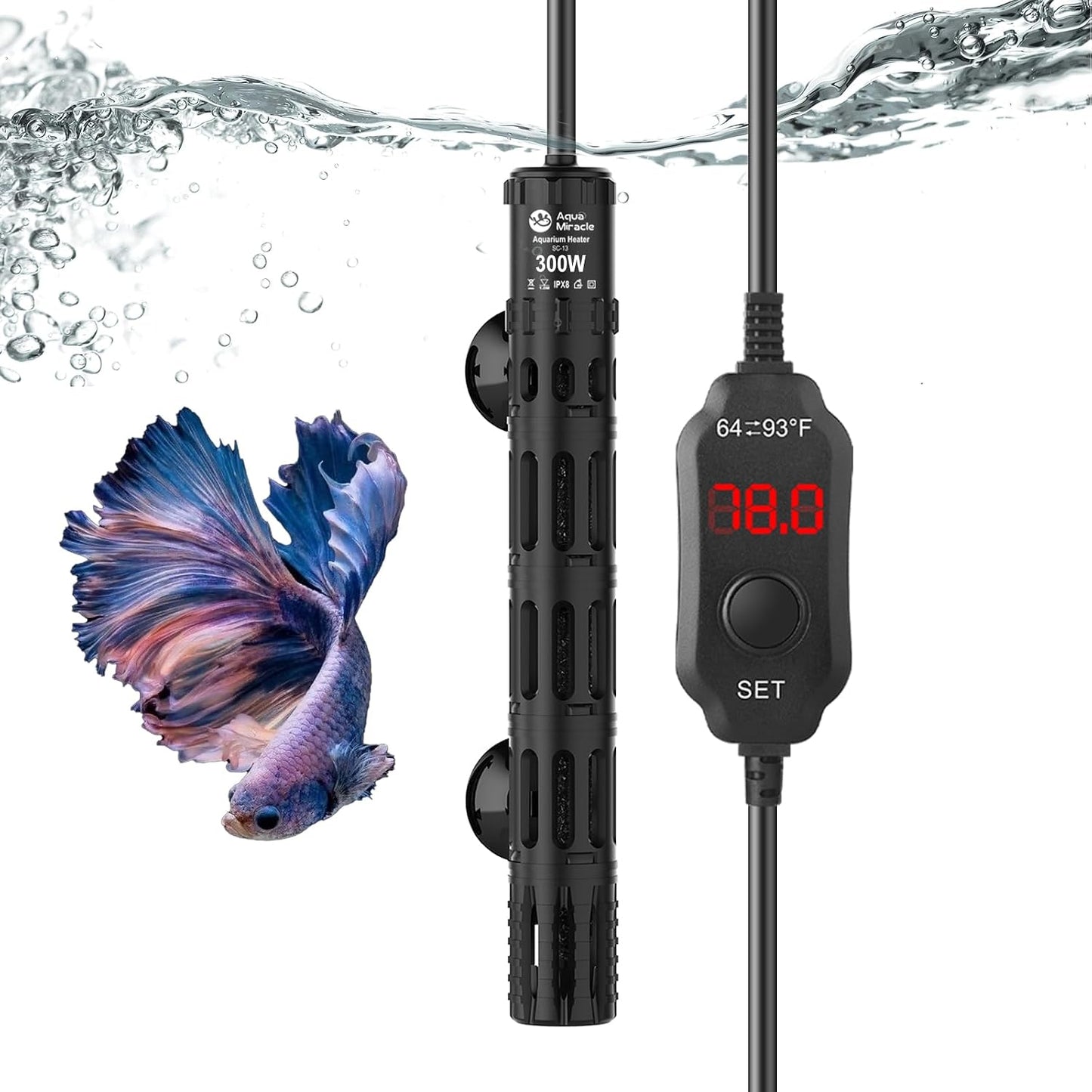 AquaMiracle Submersible Aquarium Heater, 50W Fish Tank Heaters with LED Digital Temp Display, Dry-Run Auto Power-Off & Overheat Protection, for Freshwater and Saltwater Tanks (5-10 Gal) - Image 12