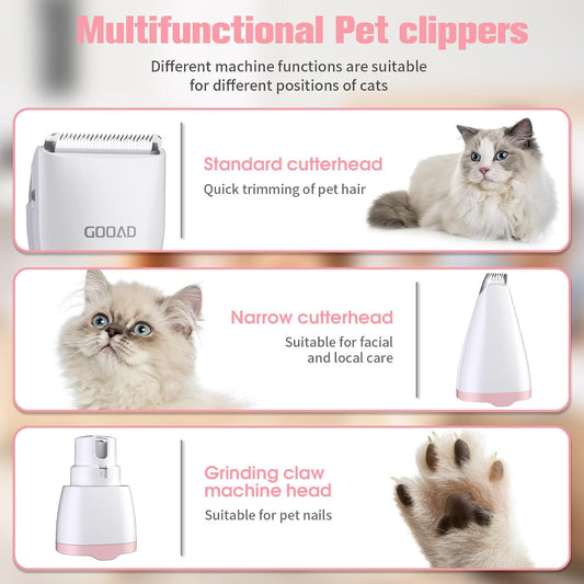 Gooad cordless pet trimmer with interchangeable paw shaver head