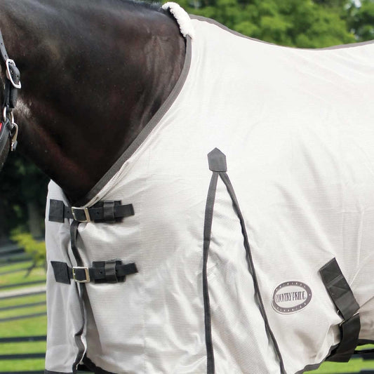 Country Pride lightweight breathable horse protection blanket grey with silver trim