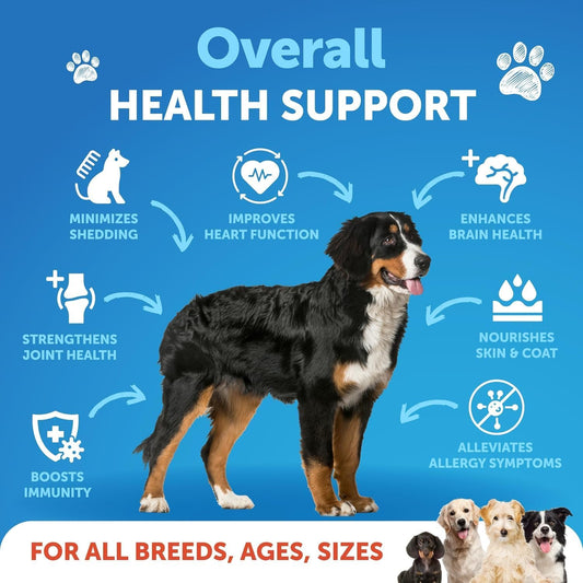 Artullano dog liquid fish oil supplement with pump dispenser for easy feeding.