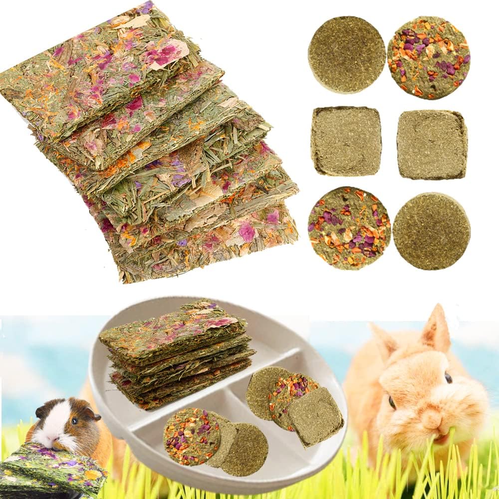 Abizoo Rabbit Natural Treats,10Pcs Timothy Hay Toys Chips Bunny chew Toys with Herbal Flowers Guinea Pig Treats for Hamster Chinchillas Gerbils Rats Small Animals Teeth Care Crisp Snacks - Image 10