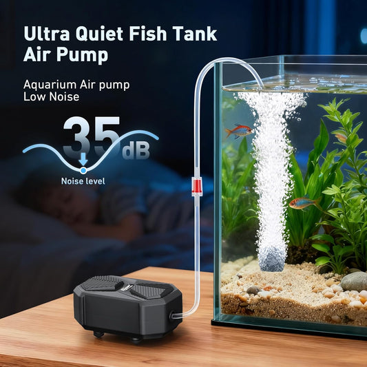 Close up of Hygger oxygen aerator showing compact design.