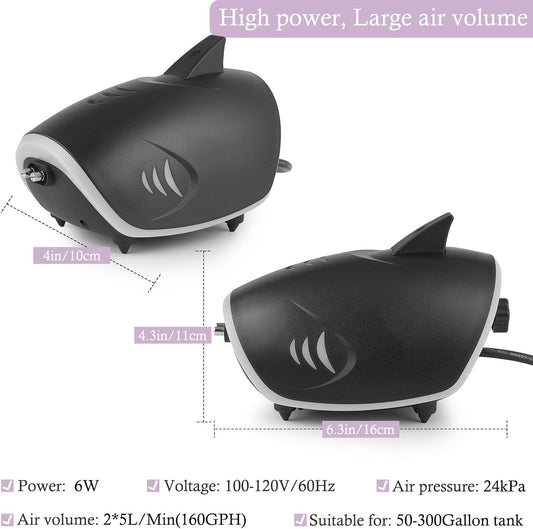 Hitop aquarium air pump with dual outlets and air tubing