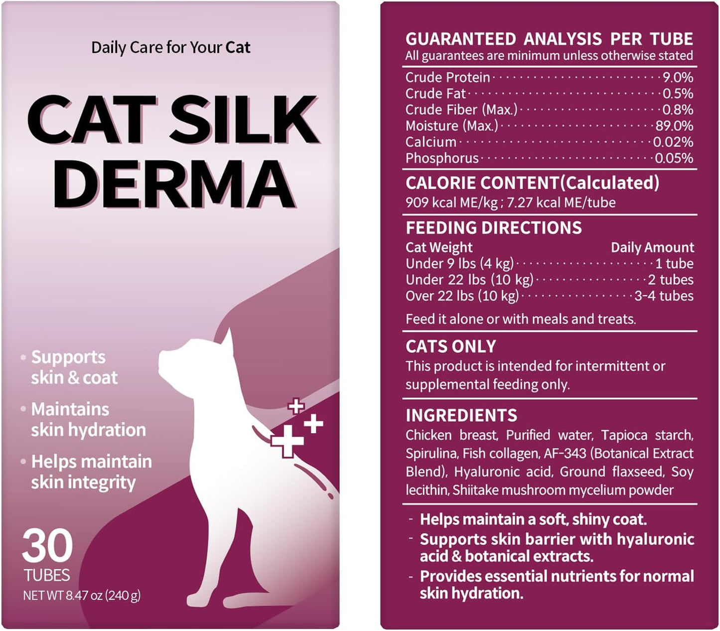 Doctor By Cat Silk Derma Skin and Coat Supplement for Cats Itch Skin Relief, Dandruff Treatment Scab, Overgrooming, Allergy Relief for Cats 30 lickable Formula Individually Packaged, Chicken(1 Pack) - Image 12