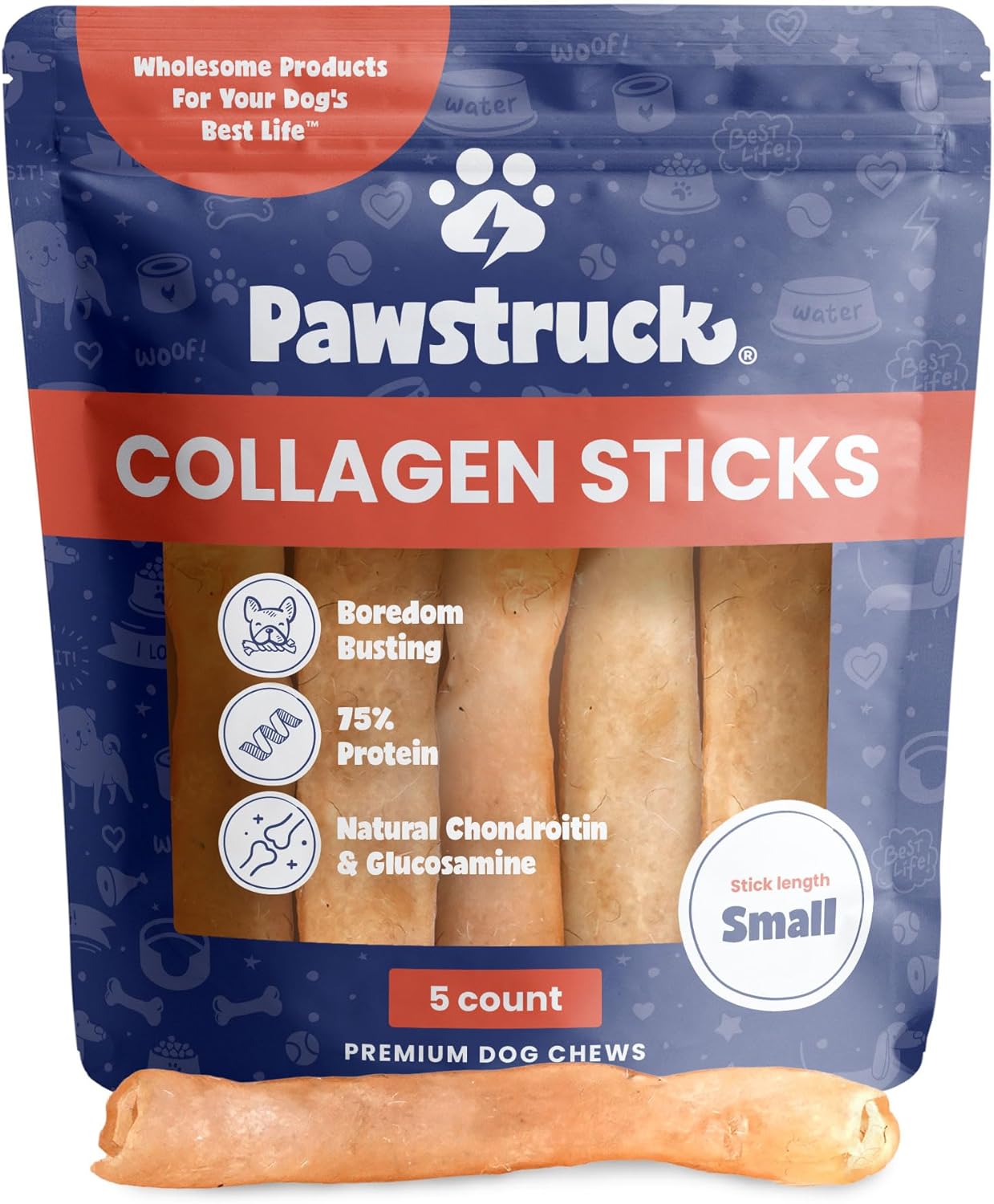 Pawstruck Natural Large 12" Beef Collagen Sticks for Dogs - Long-Lasting Rawhide Alternative, High Protein Treats with Chondroitin & Glucosamine - 5 Pack - Image 11