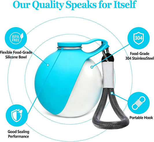 Cxyrna pet travel drinking bottle with the pink silicone bowl flipped open for small dog hydration.