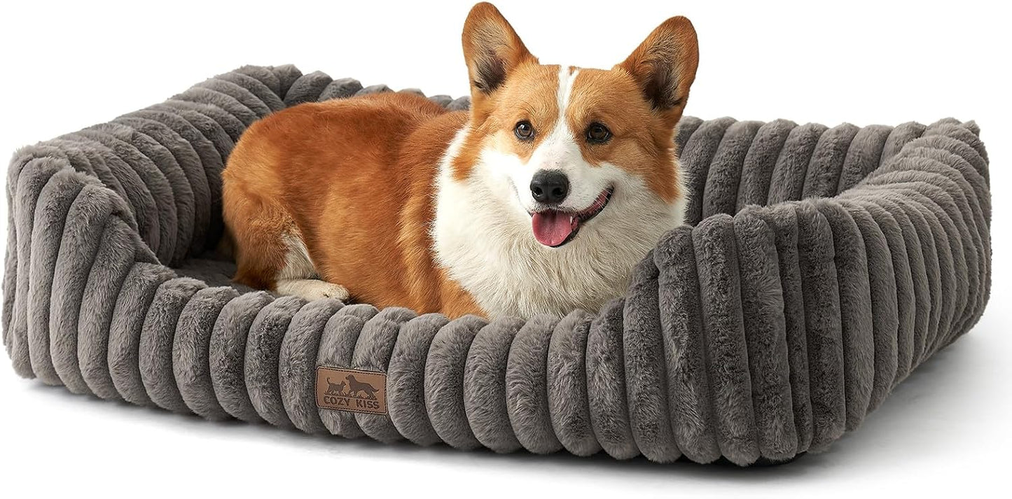 Orthopedic Dog Bed for Small Dogs & Cats - Washable Rectangle Pet Bed with Anti-Slip Bottom, Soft Calming Cat & Puppy Bed for Indoor Pets (25"x21"x6", Cream) - Image 14