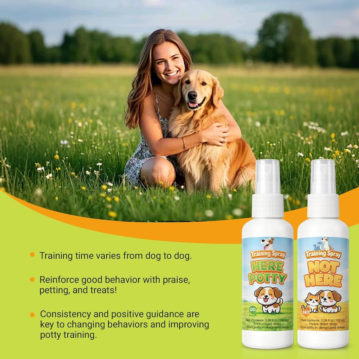Instructions for using Norce Sactor pet training spray