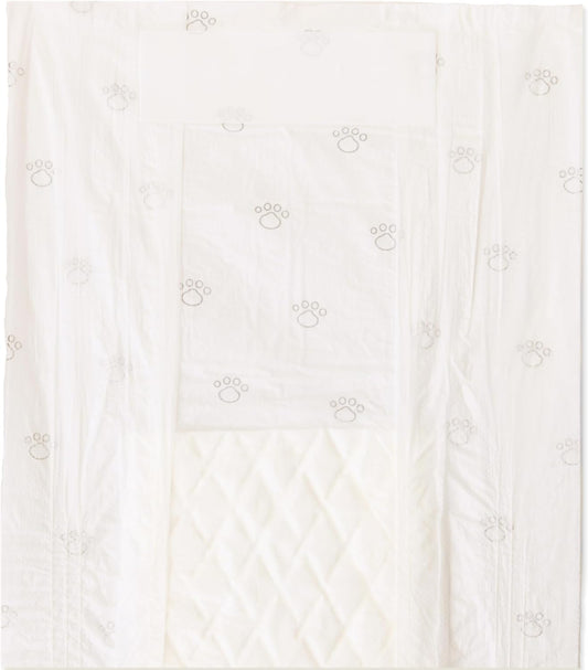 Small white disposable male dog diaper wrap spread out flat