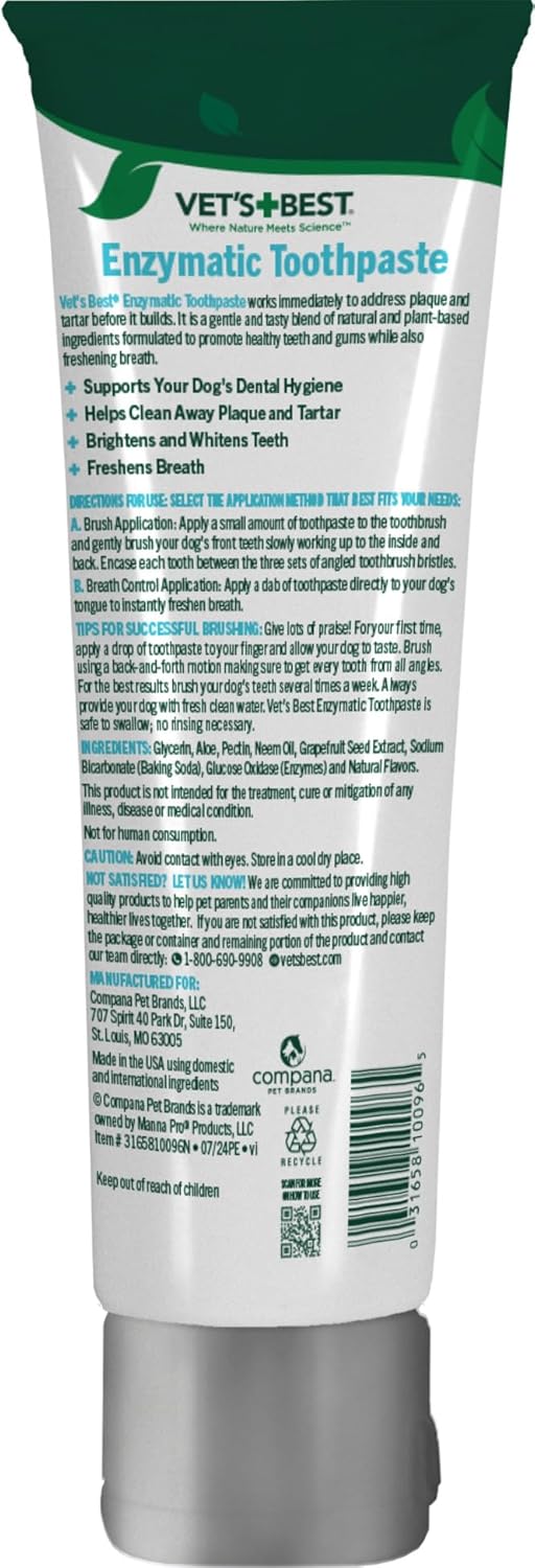 Vet's Best Enzymatic Dog Toothpaste - Vet Formulated Dental Gel for Teeth Cleaning, Fresh Breath, Tartar Control, Plaque Remover & Oral Hygiene for Dogs, 3.5 oz - Image 9