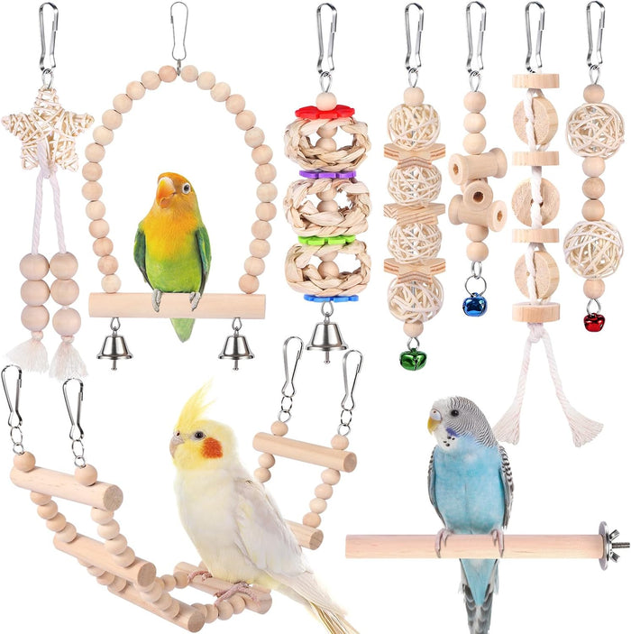 Bird Toys for Parakeets 9Pcs, Parrots Toys Bird Cage Accessories - Image 1