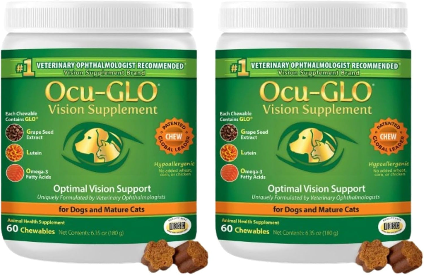 Ocu-GLO Cat & Dog Supplement for Eye Support - Chewable Vision Vitamins Supplements for Large and Small Pets Care with Lutein, Omega-3 Fatty Acids, Grape Seed Extract & Antioxidants - Image 13