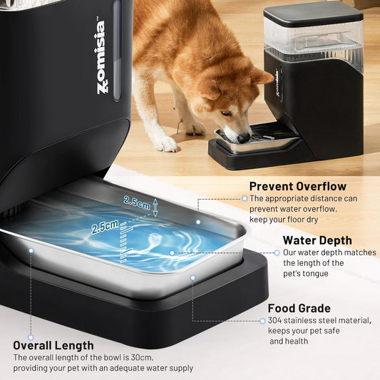 ZOMISIA large breed gravity pet water bowl non-slip base close up view