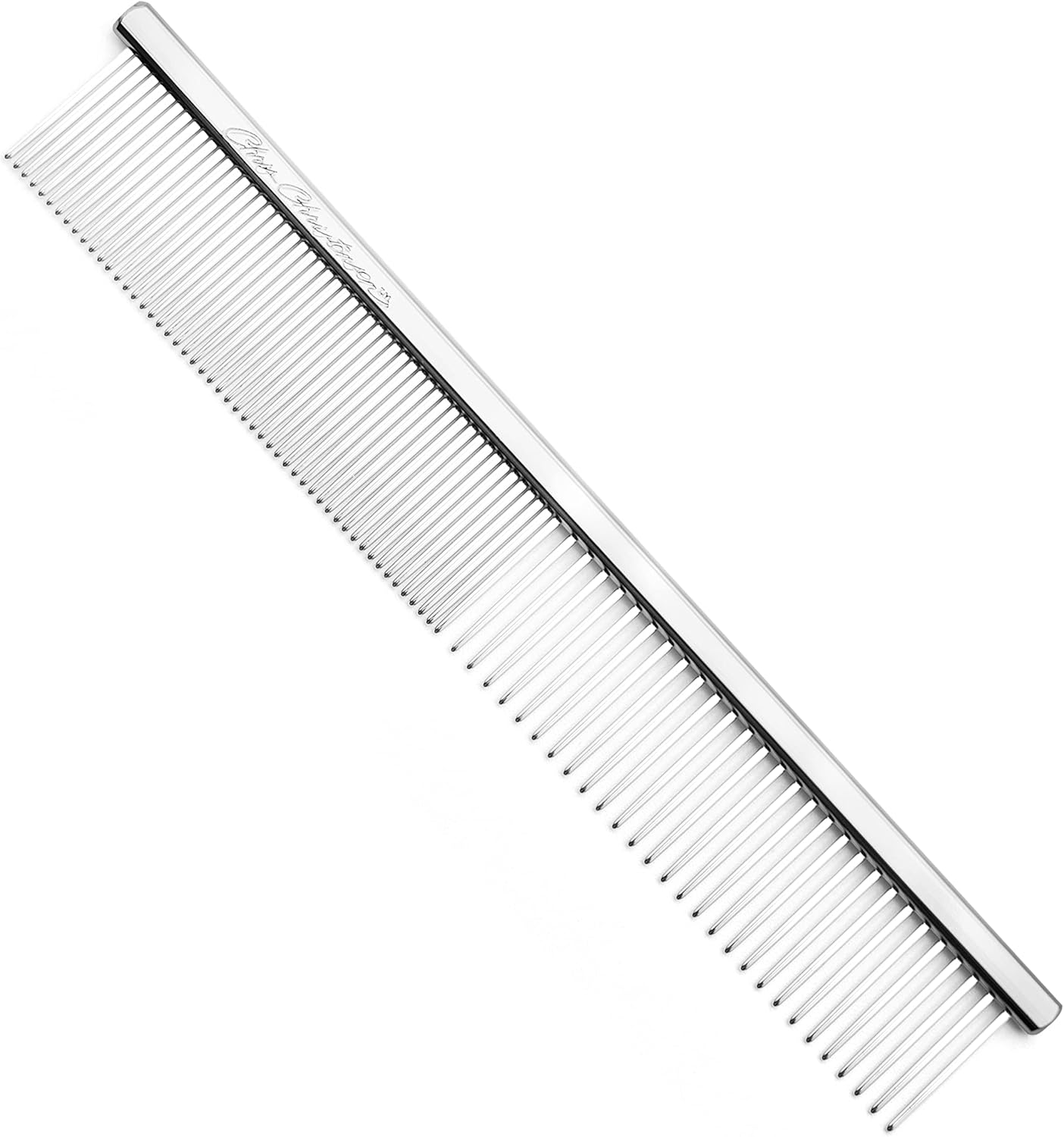 Chris Christensen 000 7.5 in. Greyhound Style Fine/Coarse Colored Butter Comb, Groom Like a Professional, Rounded Corners Prevent Friction and Breakage, Solid Brass with Steel Teeth, Chrome Finish - Image 15