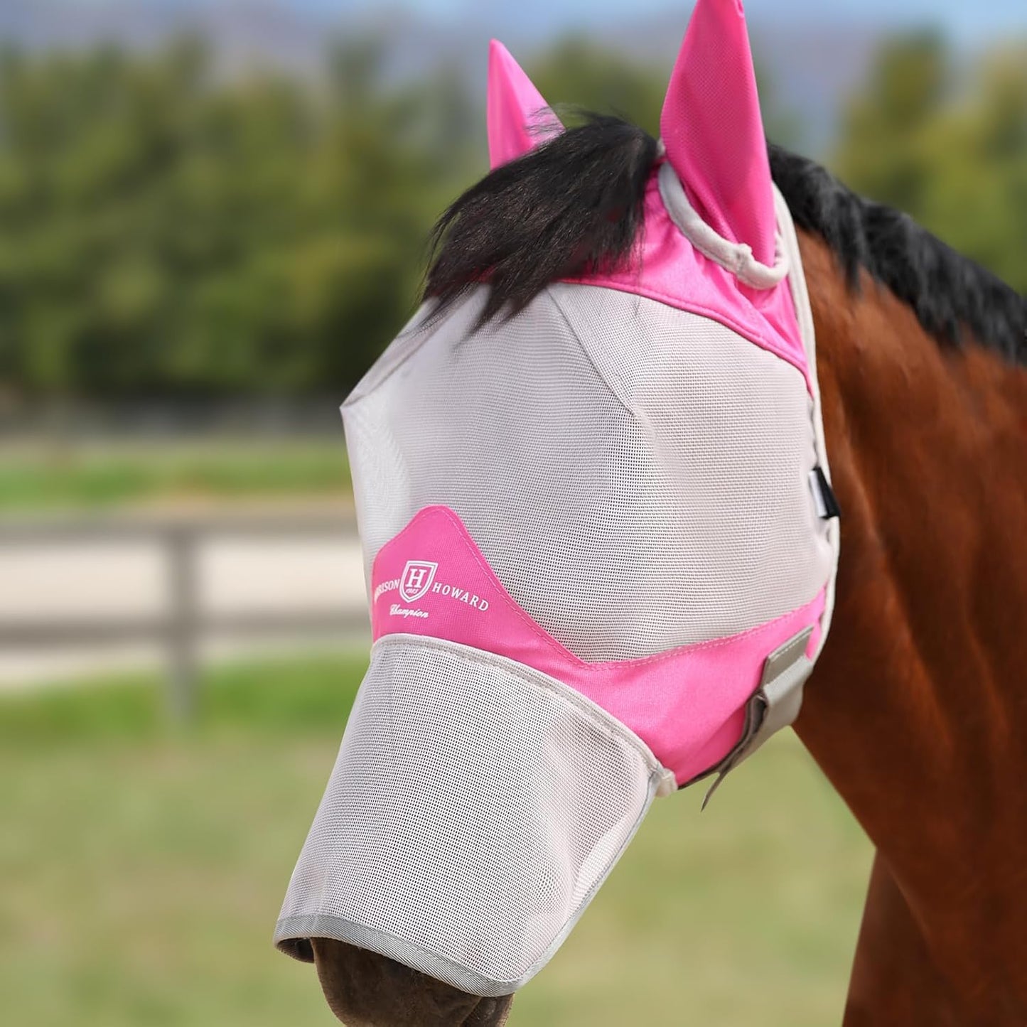 Harrison Howard Full Face Horse Fly Mask UV Protection and Breathable or Equine Use Comfortable Navy L - Image 12