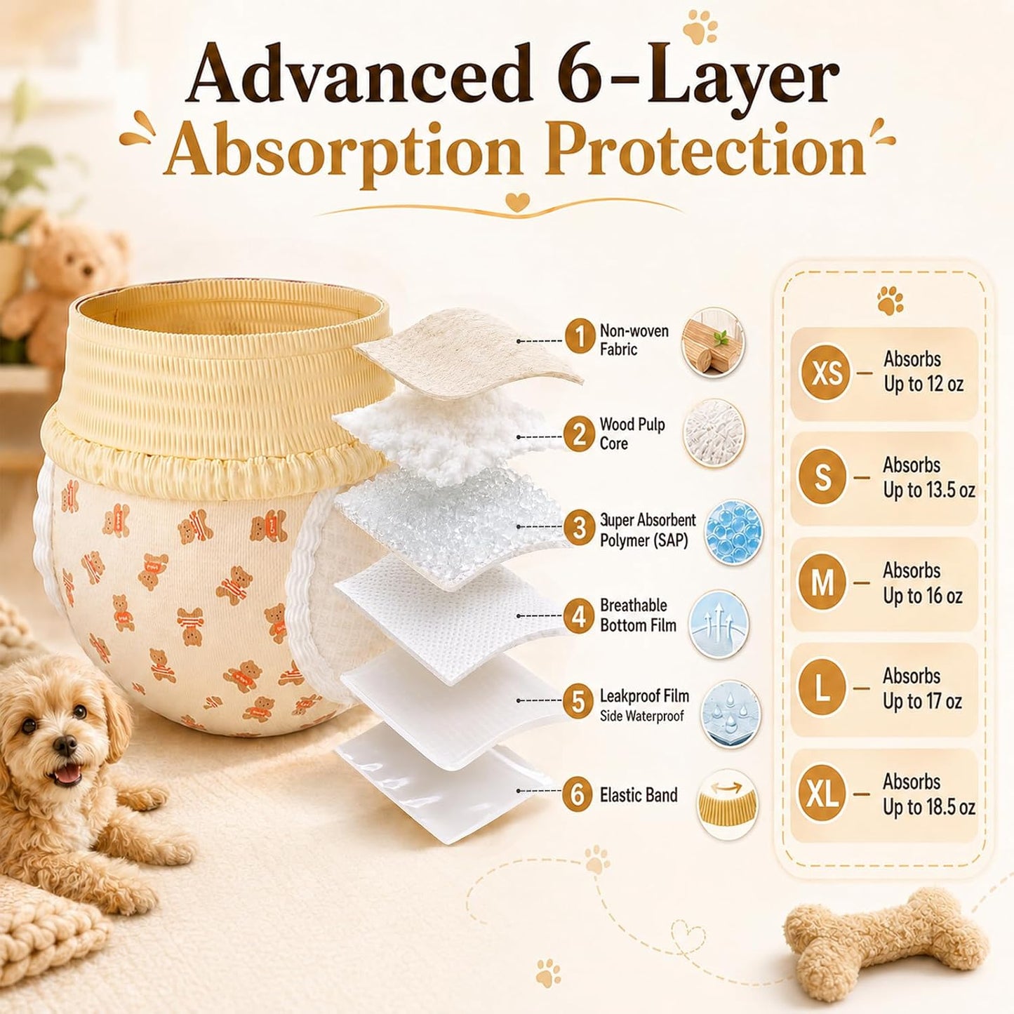 Ambreview premium female pet diapers being torn from the waist for easy disposal.