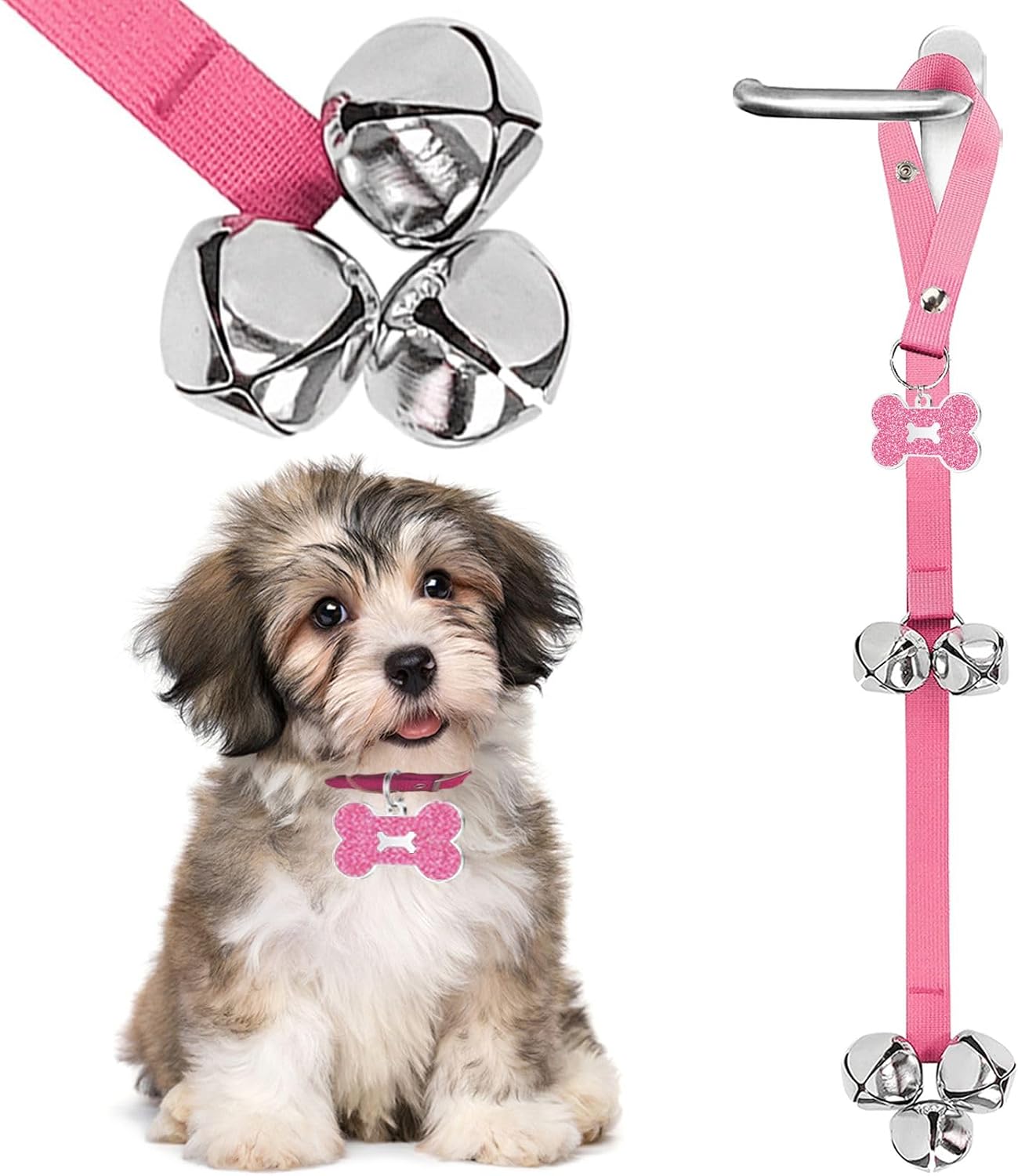 2 Pack Dog Door Bells Dog Doorbell to go Outside Puppy Train Bell for Dogs to Ring to go Potty Puppy Toilet Training Bell Jingle Bells for Door Knob Girl Puppy Essentials Accessories (Pink) - Image 15