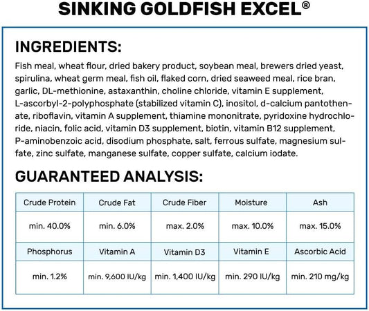 Close up of Hikari Sinking Goldfish Excel nutritional pellets
