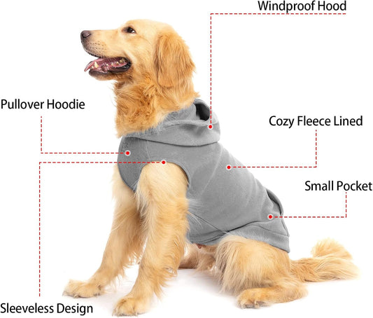 Expawlorer hooded dog sweatshirt grey extra large back leash hole view