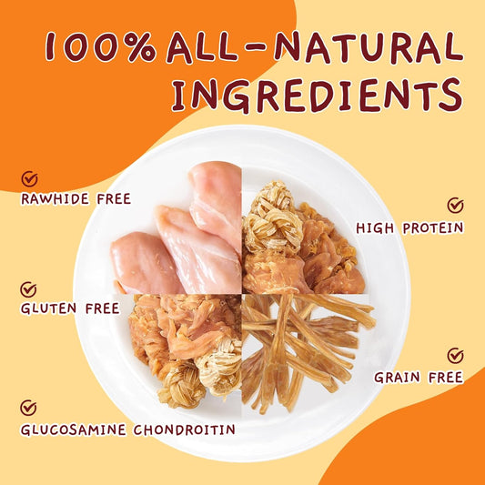 Braided beef tendon dog bones with real chicken wrapping for large dogs