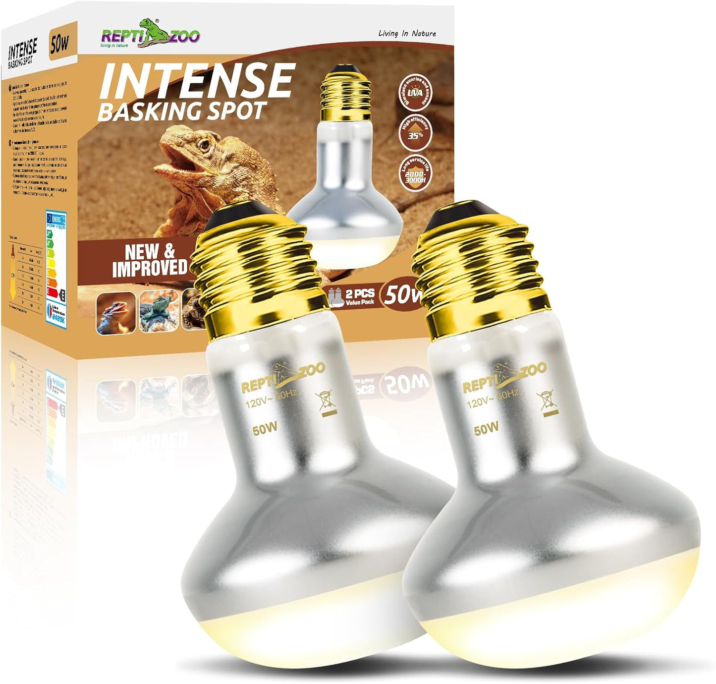 REPTI ZOO Reptile 50W Infrared Heat Lamp Bulb,2 Pack Infrared Basking Spot Light for Reptiles & Amphibian,Bearded Dragon,Leopard Gecko,Turtle,Lizard,Chickens | Pet Brooders Night Heat Lamp - Image 12