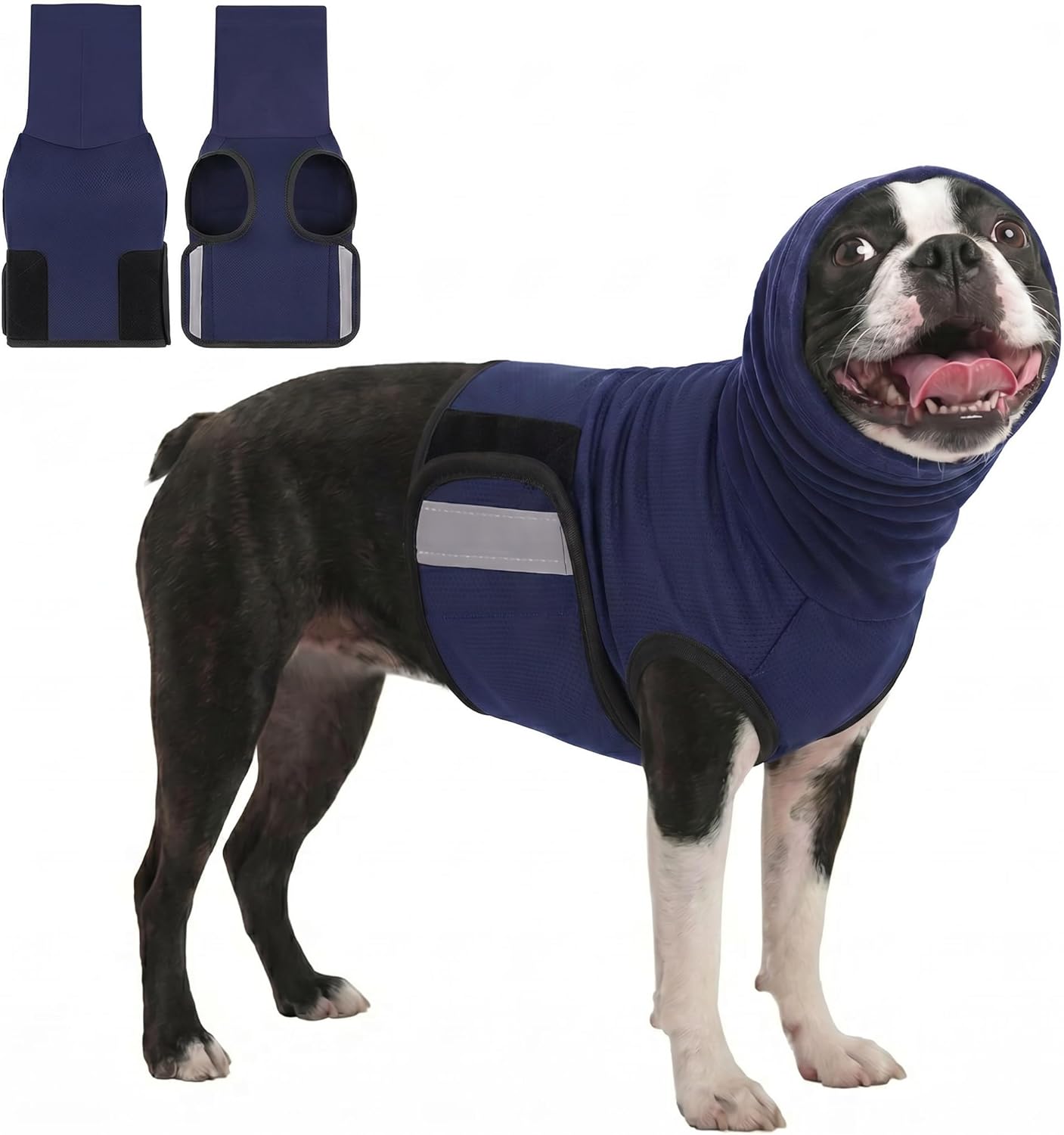KOESON Soft Dog Calming Vest with Ear Wrap for Extra Large Dogs, Adjustable Dog Anxiety Shirt for Separation, Thunder, Fireworks, Travel, Reflective & Breathable Thunder Jacket for Dogs, Grey XXXL - Image 10