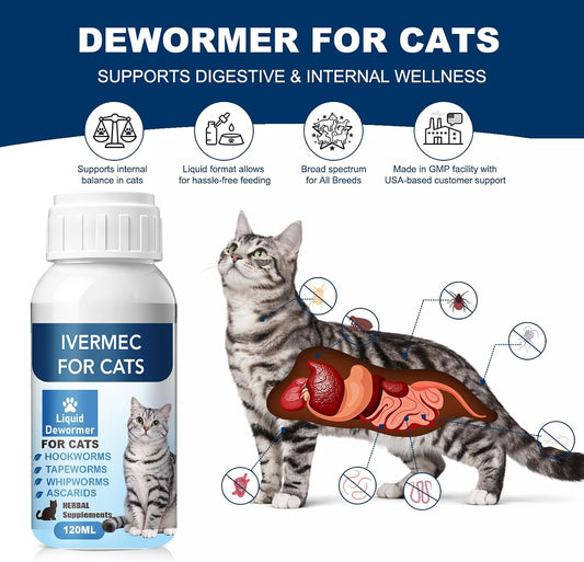 BiKontrun liquid cat dewormer bottle with included precise oral dosing syringe