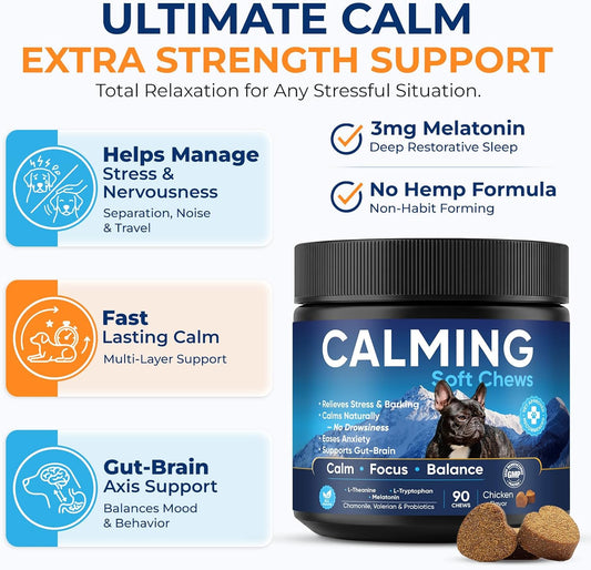 Thorixzen dog calming soft chews for separation anxiety and thunder stress