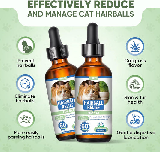 Two pack of CPFK feline furball relief liquid supplement for indoor cats.