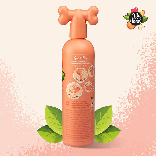 Pet Head peach scented dog shampoo and conditioner for smelly dogs packaging