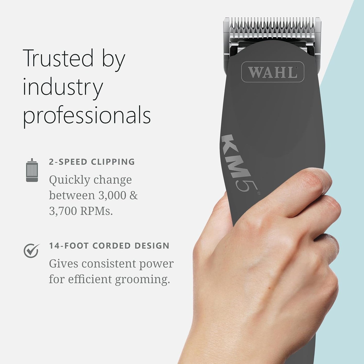 Premium detachable blade system on the Wahl two speed animal grooming clipper.