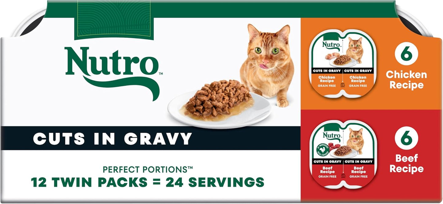 Nutro Perfect Portions Wet Cat Food Gravy Cuts Variety Pack, Cat Food Wet Recipe, Turkey or Chicken Recipe, 2.6 oz. Twin-Pack Trays, 12 Pack - Image 15