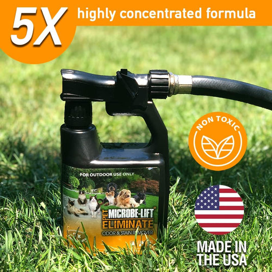 Microbe-Lift pet odor remover applied on artificial turf