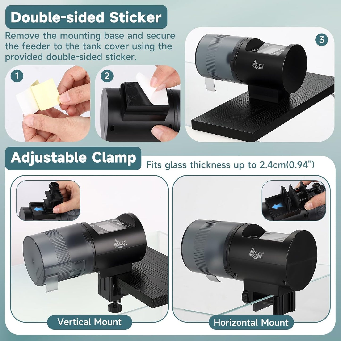 AQQA automatic fish dispenser packaging and included accessories