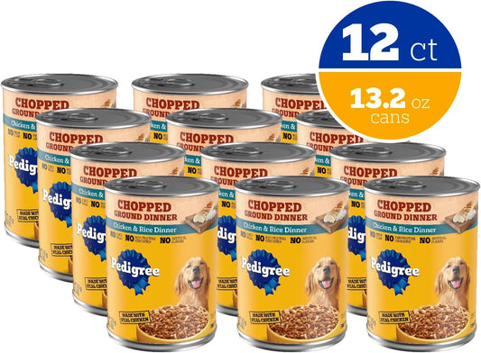 Pedigree chopped ground dinner canned dog food packaging back details