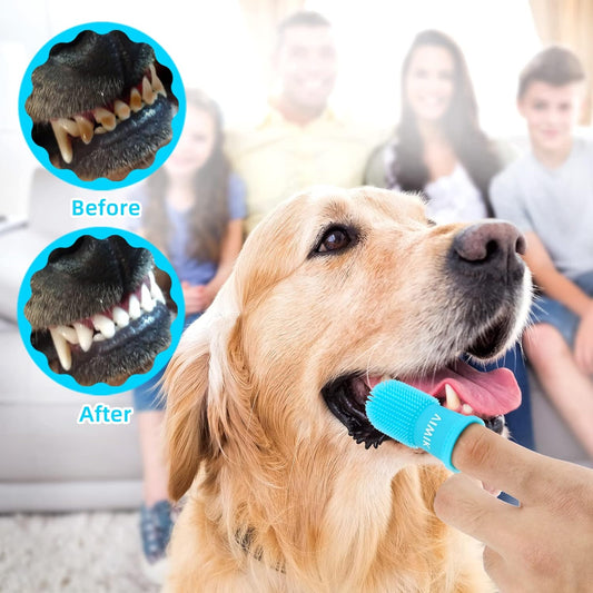 Colorful silicone finger toothbrushes for pets